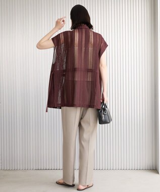 AMERICAN HOLIC 幾何学レースウエストドロストジャケット Chocolat