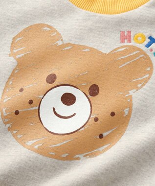 MIKI HOUSE HOT BISCUITS 【80-120cm】ビッグフェイスプリント 裏毛パイル素材 トレーナー グレー