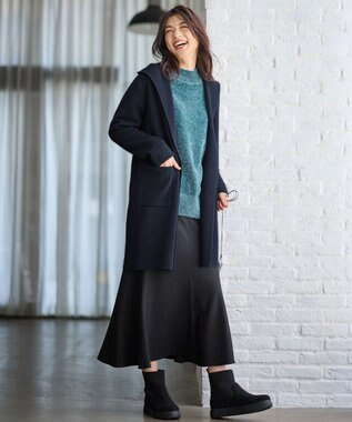 ANY 【洗濯機可】フーディーコーディガン ネイビー