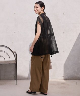 AMERICAN HOLIC 幾何学レースウエストドロストジャケット Black