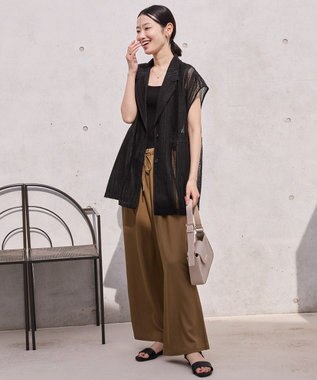 AMERICAN HOLIC 幾何学レースウエストドロストジャケット Black