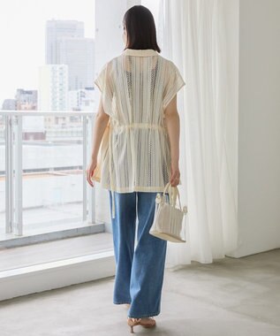 AMERICAN HOLIC 幾何学レースウエストドロストジャケット Ivory