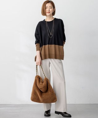 23区 VIOLAｄ’ORO エコムートン チェーンショルダー トートバッグ ブラウン系