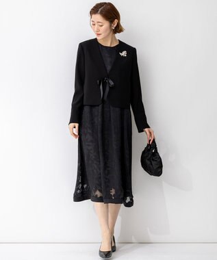 23区 L 【APPLAUDIR】シャドウフラワーオパール ドレス ブラック系