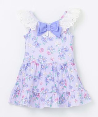 ANY KIDS 花柄×レース ワンピース水着 ラベンダー