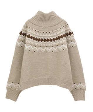Green Parks ノルディック柄ジャガード織ニット Beige