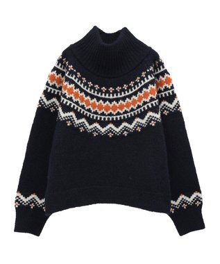 Green Parks ノルディック柄ジャガード織ニット Navy