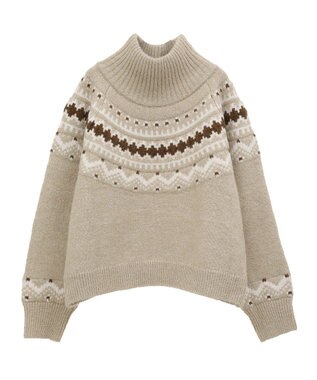 Green Parks ノルディック柄ジャガード織ニット Beige