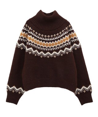 Green Parks ノルディック柄ジャガード織ニット Mocha