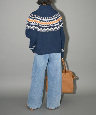 Green Parks ノルディック柄ジャガード織ニット Navy