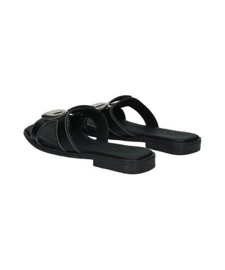 INTER-CHAUSSURES 【Oh my Sandals】メタルバックルフラットサンダル ブラック