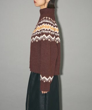 Green Parks ノルディック柄ジャガード織ニット Mocha