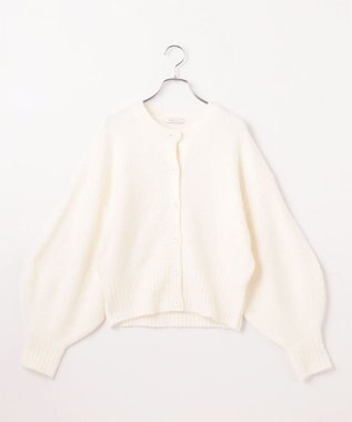 #Newans 【洗える】ボリュームスリーブニットカーディガン ホワイト系