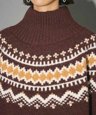 Green Parks ノルディック柄ジャガード織ニット Mocha