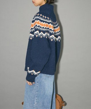 Green Parks ノルディック柄ジャガード織ニット Navy