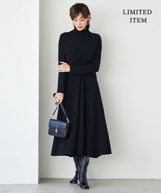 ICB 【WEB限定・洗える】 ヴィスコースハイゲージ ワンピース ブラック系