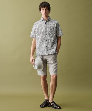 JOSEPH ABBOUD 【UV加工/エコ撥水/軽量】ライトウェーブライトボタニカルプリントシャツ ライトグレー系6