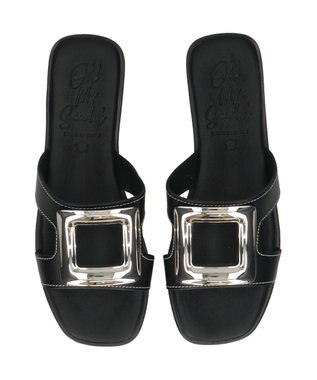 INTER-CHAUSSURES 【Oh my Sandals】メタルバックルフラットサンダル ブラック