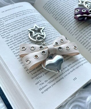 WEGO ハトメリボンハートキーホルダー ホワイト