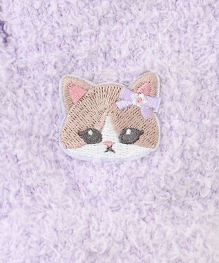 ANY KIDS アニマル 刺繍 手袋 サックスブルー×ネコ