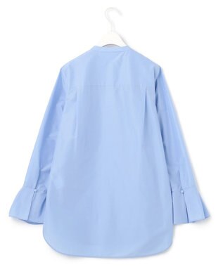 ICB L 【洗える】 トリアセコットンタイプライター シャツブラウス サックスブルー系