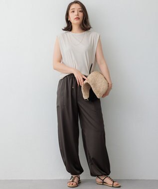23区 【GLOW8月号掲載/洗える】スムースサテン パラシュートパンツ ダークブラウン系