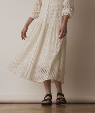 GRACE CONTINENTAL メッシュレースカフタンワンピース ホワイト