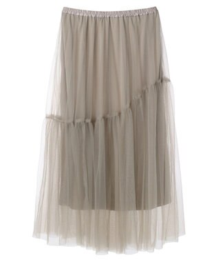 Green Parks ・ＥＬＥＮＣＡＲＥ　ＤＵＥ　チュールティアードスカート Gray Beige