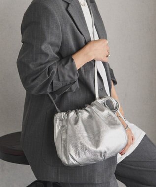 russet レザー巾着4WAYショルダーバッグ(CE-1454) Silver