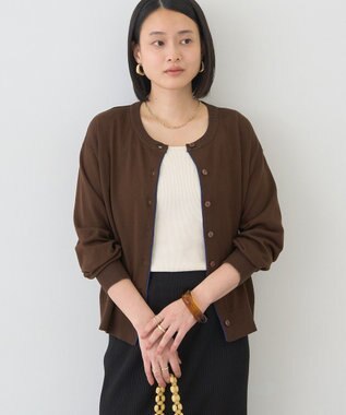 AMERICAN HOLIC 配色シアーカーディガン Brown