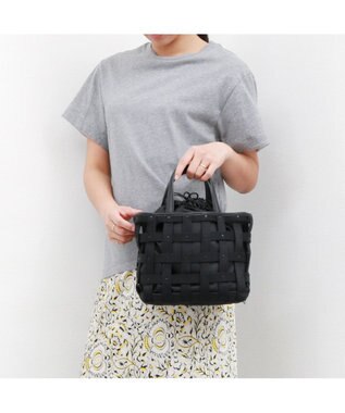 UNBILLION ペルケ perche / テープ透かし格子トートバッグS ブラック