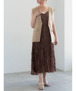 Te chichi 麻調Yカラージレ ベージュ