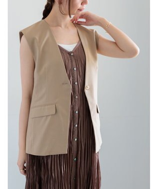 Te chichi 麻調Yカラージレ ベージュ