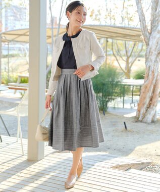 Tiaclasse ノーカラーデニムジャケット アイボリー