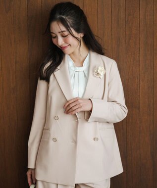 ANY SIS L セレモニーダブルクロス テーラードジャケット ライトベージュ