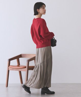 AMERICAN HOLIC ソフトコットンスウェットライクニットトップス レッド