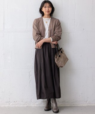 23区 S 【洗える】ナイロンコットンポプリン スカート ダークブラウン系