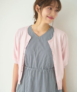 Feroux 【接触冷感・UVカット】ハーフスリーブ カーディガン ピンク系