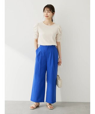 Green Parks リブ肩デザイン５分袖プルオーバー Black