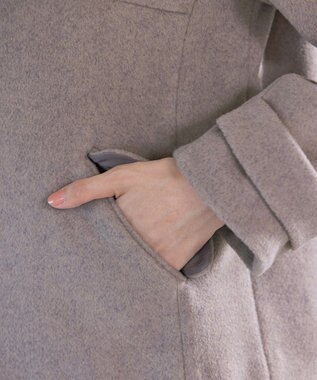 Tiaclasse ウールライクフーデットショートコート モカ