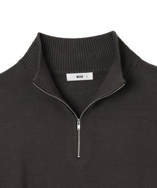 WEGO 【ユニセックス着用ITEM】ミラノリブハーフジッププルオーバー ダークグレー