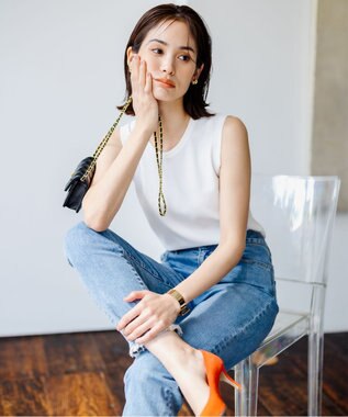 組曲 【洗える・アンサンブル対応】MINAノースリーブ ニット アイボリー系