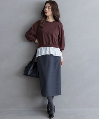 組曲 ストレッチクリアドッキング ニットプルオーバー ブラウン系