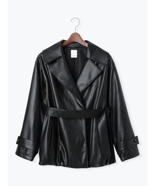 Te chichi レザーショートトレンチコート《2025Autumn catalog vol.2 item》 ブラック