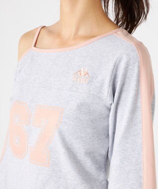 OP／FILA 【Kappa】ショート丈 ナンバーロゴ 肩ストラップロンT 杢グレー