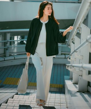 23区 S 【洗える】2WAYストレッチツイル ワイドパンツ ベージュ系