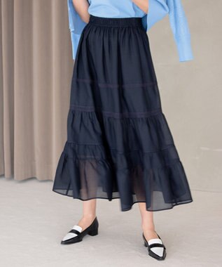 組曲 【洗える】レーシーボイル スカート ネイビー系