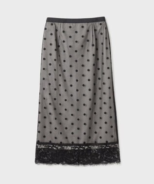 GRACE CONTINENTAL ドットチュールタイトスカート ブラック