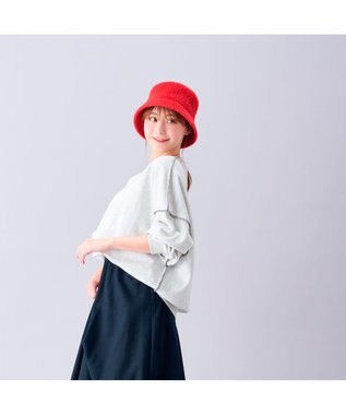 MOONBAT 【洗える】estaa アンゴラ風バケットハット ディープオレンジ