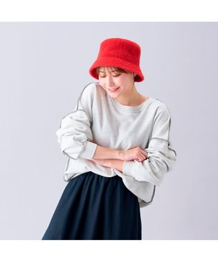 MOONBAT 【洗える】estaa アンゴラ風バケットハット ディープオレンジ